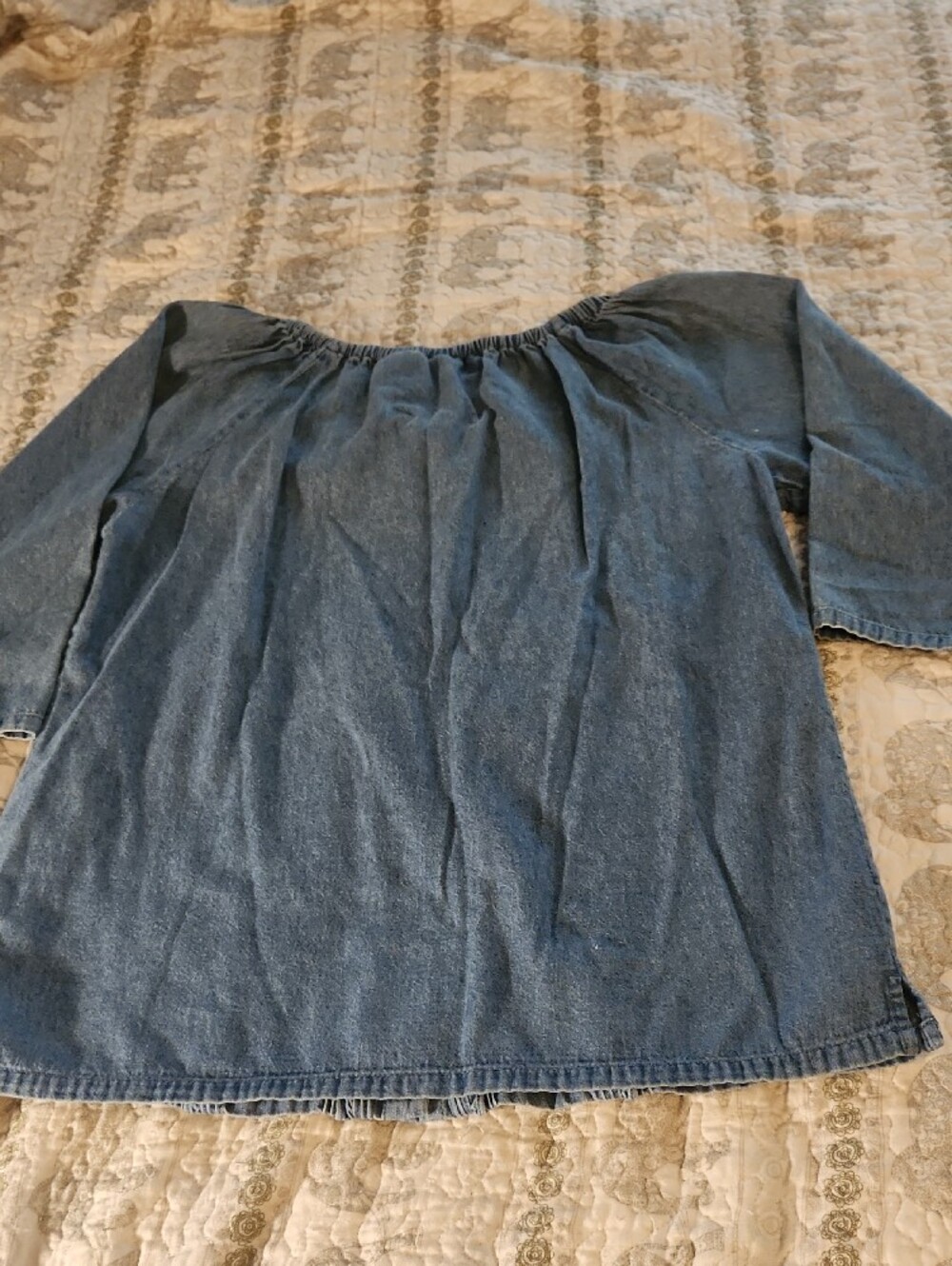 Casey & Max Blue Denim Embroidered Button-Front Top - Picture 4 of 4